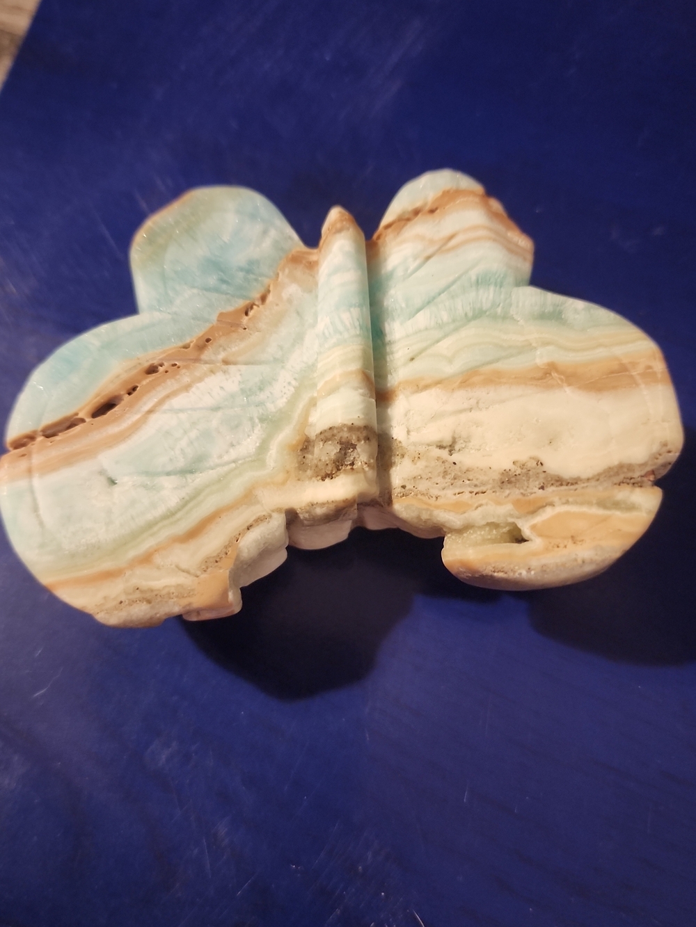 Handcrafted Butterfly  Stone Accent - Blue and Cream/ Caribbean Calcite